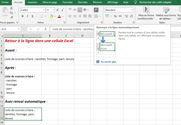 Aller à la dernière ligne excel