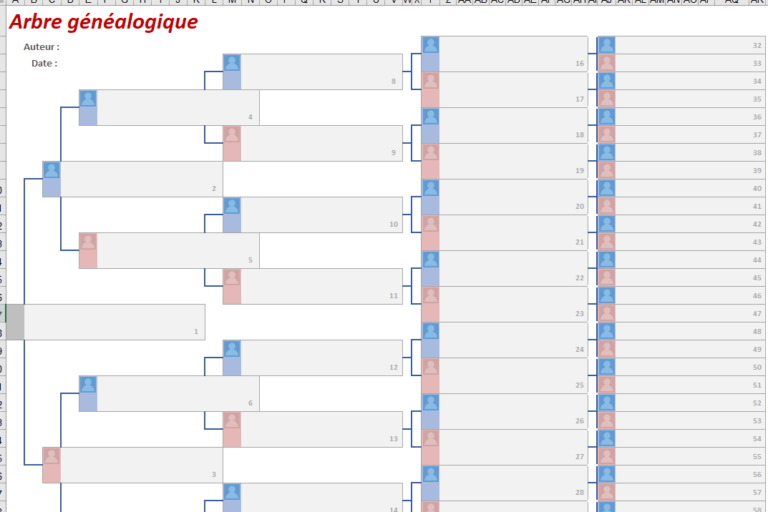 Arbre Genealogique Descendant A Remplir Excel Arbre généalogique Excel GRATUIT vierge à télécharger