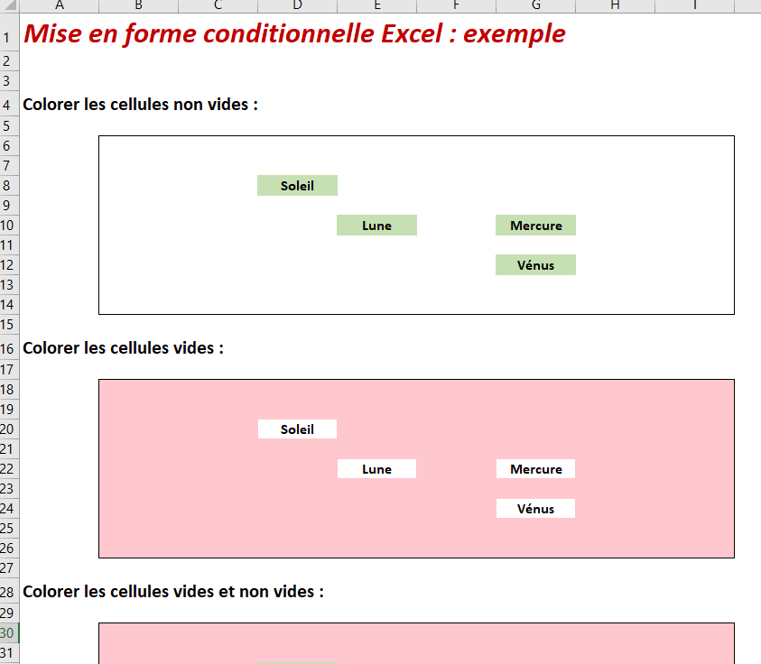 mise en forme conditionnelle non vide